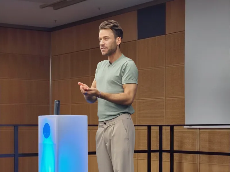Manuel Feneberg bei einer Keynote vor Publikum