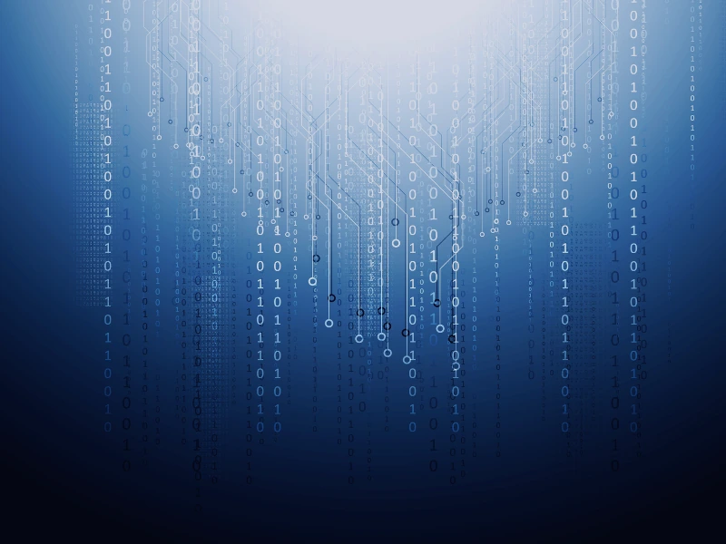 Abstrakte Datenstruktur in Blautönen – KI kann alles, außer dich
